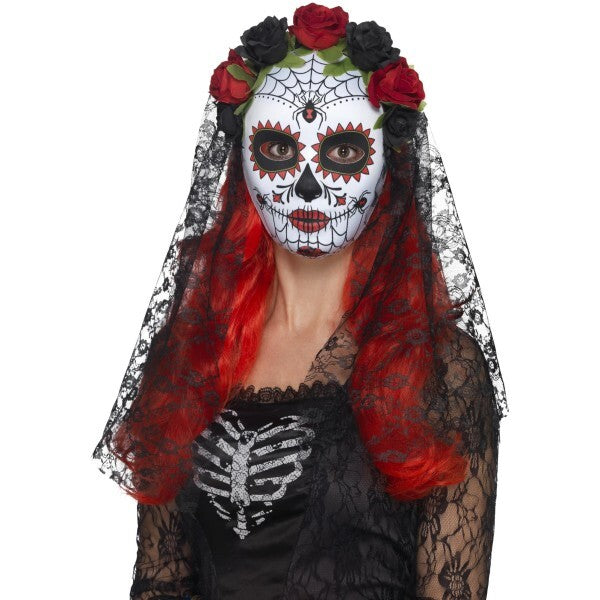Smiffys Day of the Dead Senorita full face mask with veil (British brand)