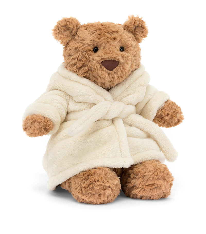 Jellycat Bartholomew Bear with Bathrobe soft toy 26cm, UK version