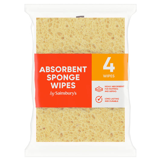 Sainsbury's Sponge Wipes x4 Rubber gloves cloths & sponges Sainsburys   