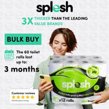 Splesh quilted aloe vera toilet paper 60 rolls, imported from the UK