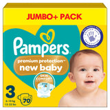 Pampers Premium Protection New Baby Size 3 70 Nappies 6kg - 10kg Jumbo Pack