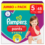 Pampers Premium Protection Nappy Pants Size 5, 12kg-17kg, 48 Nappies, Jumbo+ Pack GOODS ASDA   