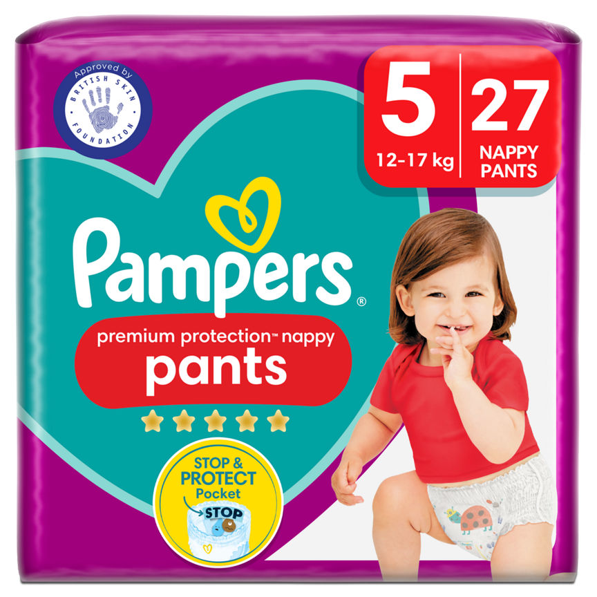 Pampers Premium Protection Nappy Pants Size 5, 27 Nappies, Essential Pack GOODS ASDA   