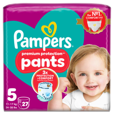Pampers Premium Protection Nappy Pants Size 5, imported from the UK