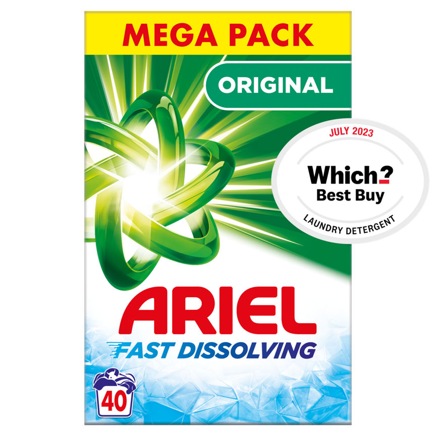 Ariel Fast Dissolving Washing Powder 2.4KG, 40 Washes, Original