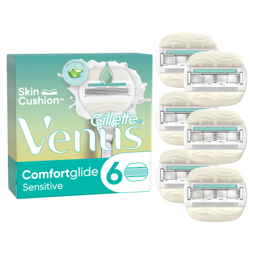 Gillette Venus ComfortGlide 5 Sensitive, 6 Razor Blade Refills GOODS ASDA   