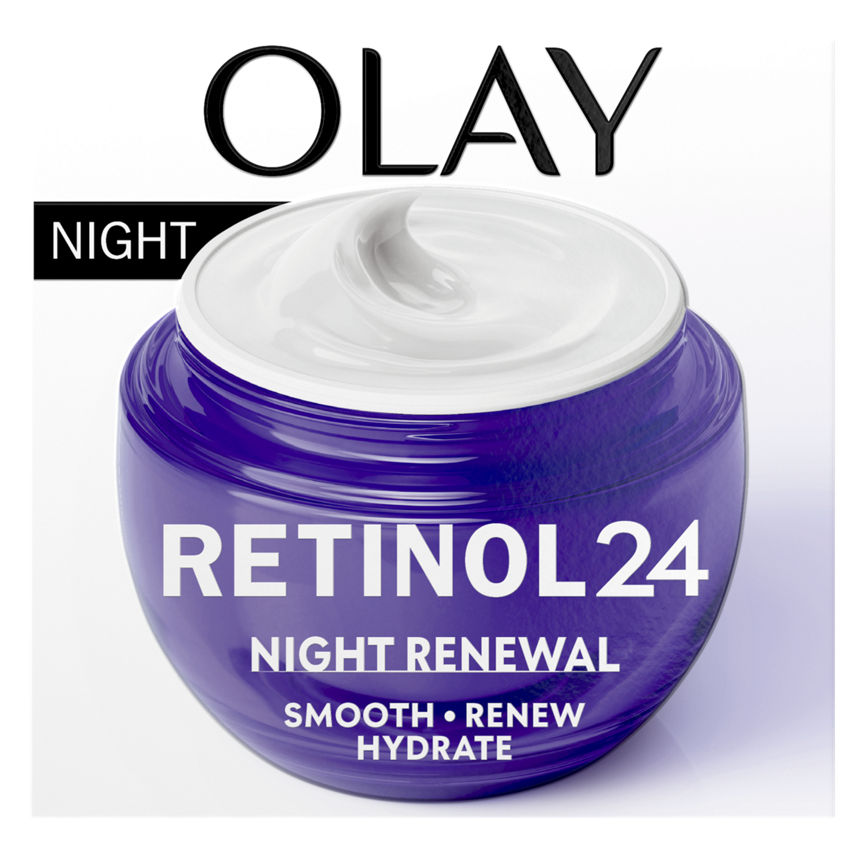 Olay Retinol 24 Night Cream Face Moisturiser. Anti Ageing Skincare: Smooths, Renews, 50ml