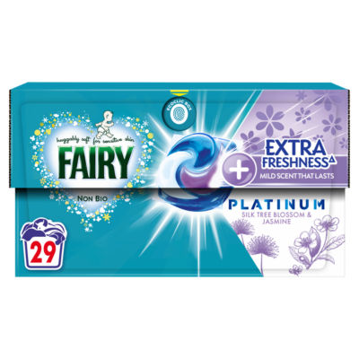 Lessive liquide non biologique Fairy Platinum PODS Fleur de Soie Jasmin 29 lavages