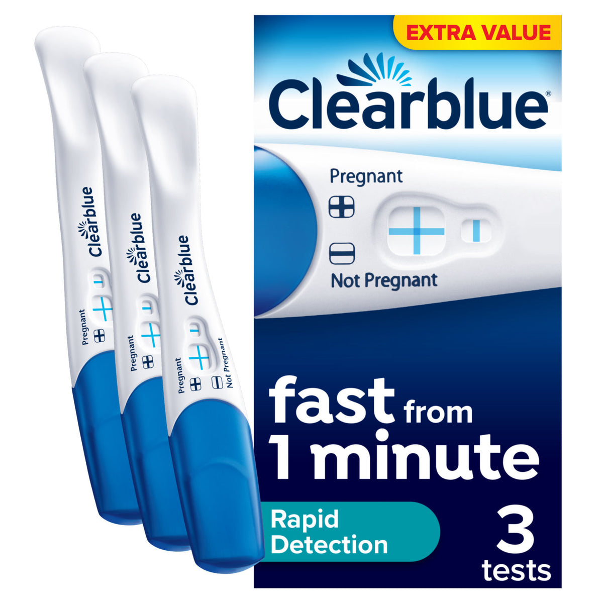 Clearblue Rapid Detection Pregnancy Test 3 Tests - British product