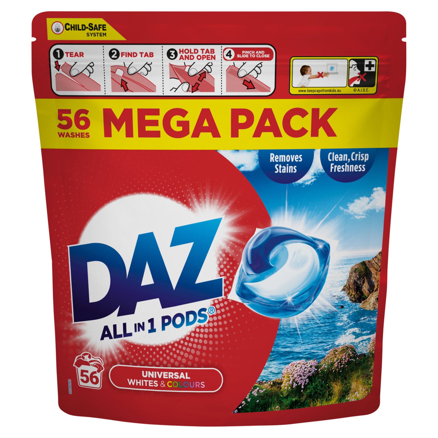 Daz Universal Whites & Colours laundry capsules 56 pack - British product