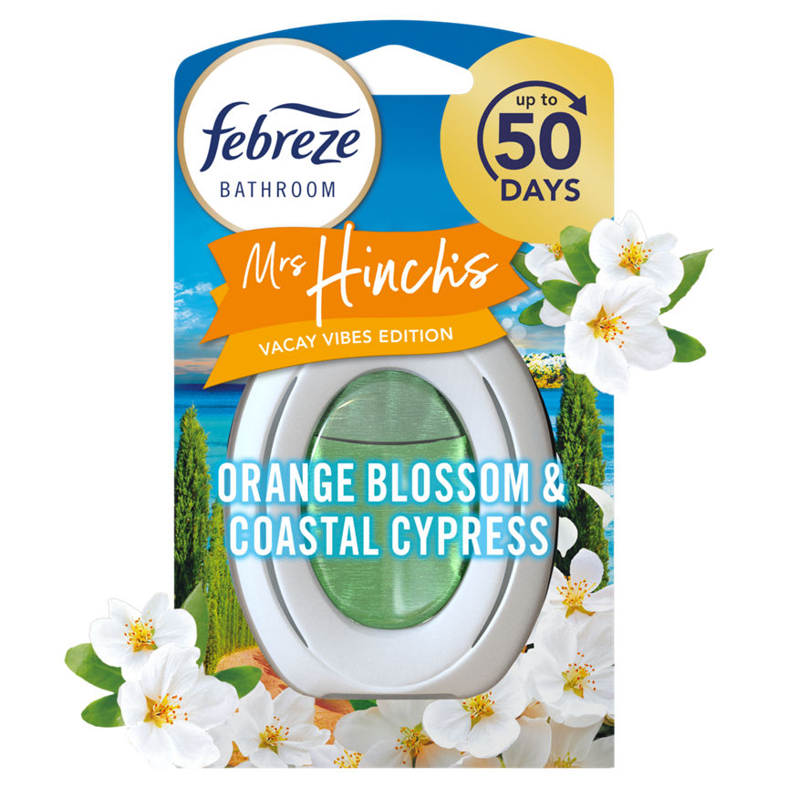 Febreze Bathroom Continuous Air Freshener Mrs Hinch's Vacay Vibes Ltd Edition Orange Blossom, 1Ct GOODS ASDA   