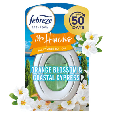 ASDA Febreze Bathroom Continuous Air Freshener Mrs Hinch's Vacay Vibes Ltd Edition Orange Blossom 7.5ml- Buy online at McGrocer