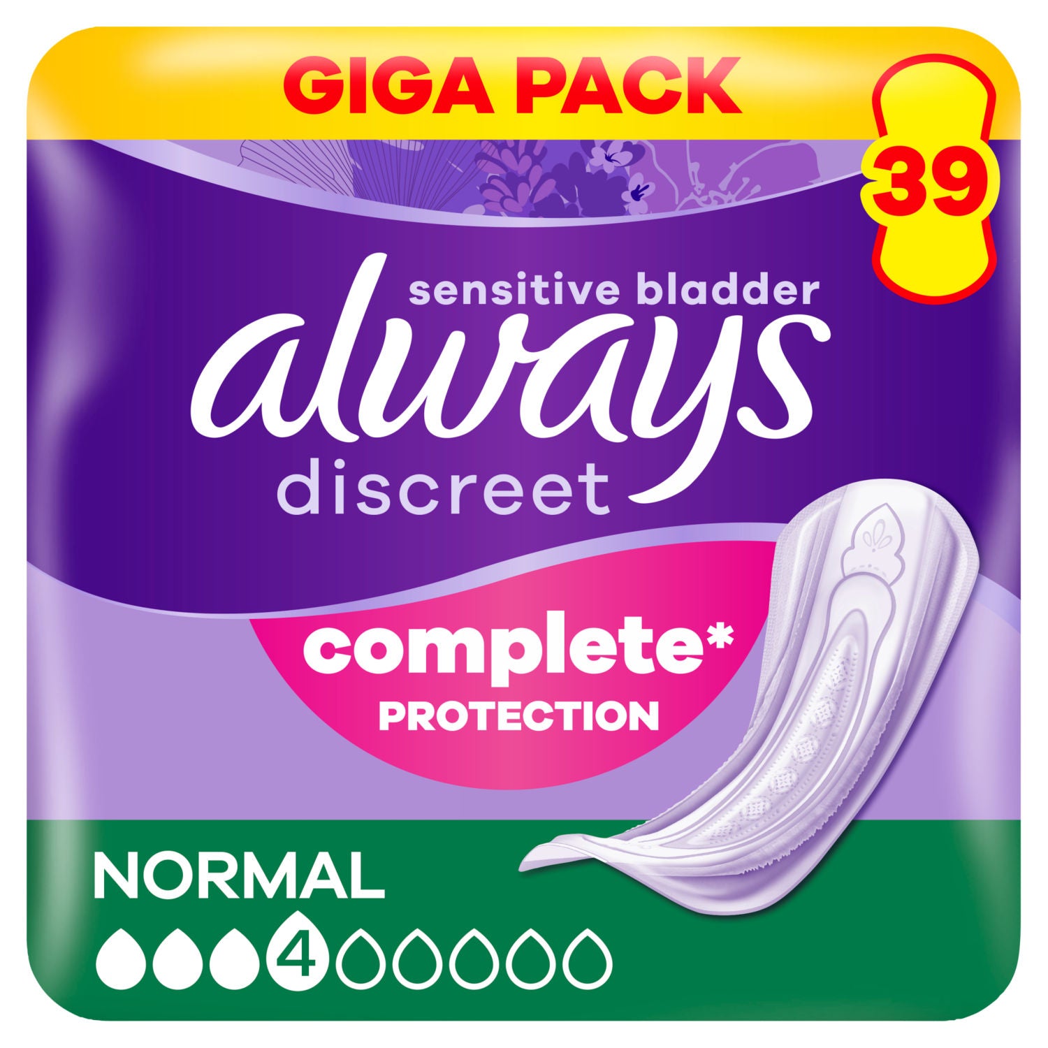 Always Discreet incontinence pads Normal 39 count, UK version