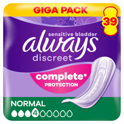 ASDA Always Discreet Incontinence Pads Normal 39 Count- Buy online at McGrocer