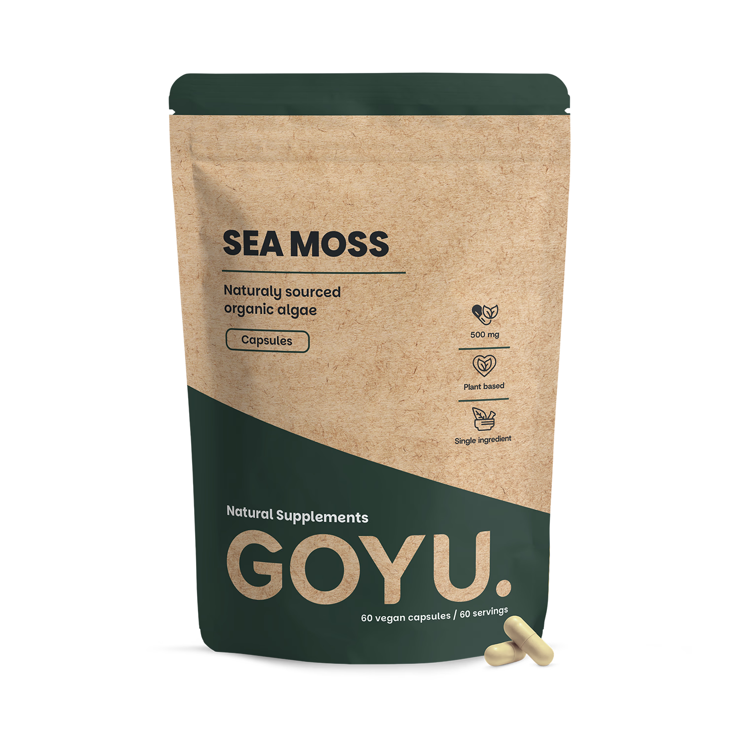 GOYU Organic Sea Moss Capsules 500mg, UK version