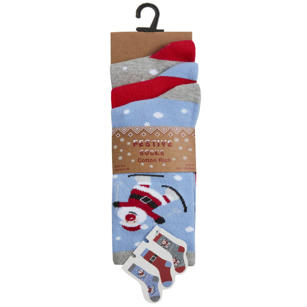 Womens Cotton Rich Festive Socks (3 Pairs) (UK 4-8)