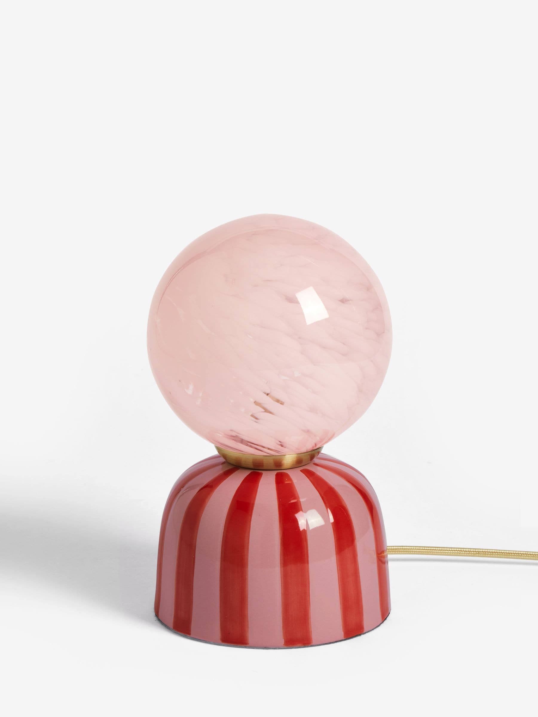 Eleanor Bowmer pink red striped ceramic table lamp (British brand)