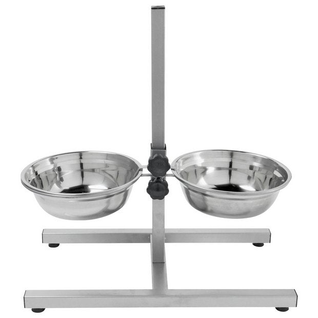 Stainless steel dual dog dining set large - British product