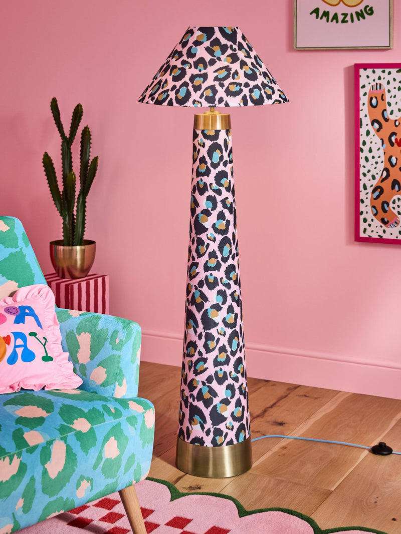 Eleanor Bowmer pink leopard print floor lamp, UK version