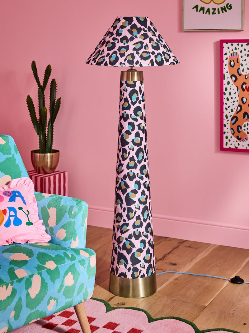 Eleanor Bowmer pink leopard print floor lamp, UK version