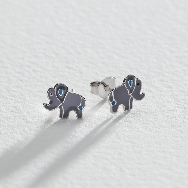 Revere sterling silver enamel elephant stud earrings - British product