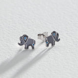 Revere sterling silver enamel elephant stud earrings - British product