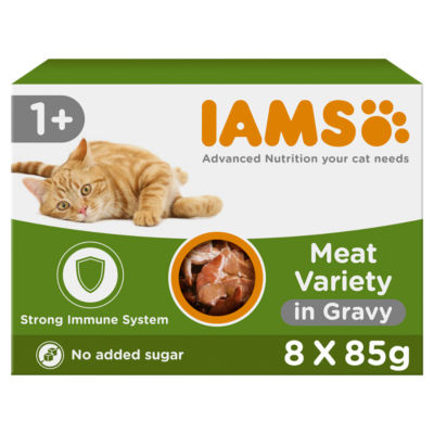 Iams adult wet cat food meat variety mix 8 x 85g, UK version