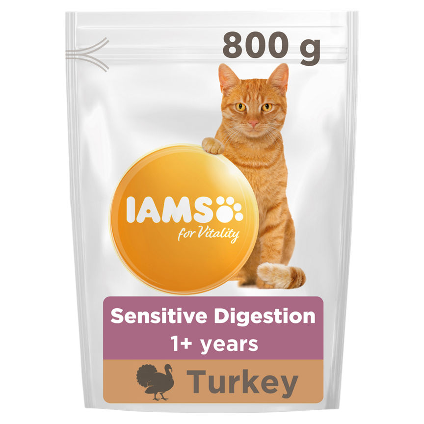 Iams for Vitality Sensitive Digestion Rich in Turkey 1+ Years 800g GOODS ASDA   