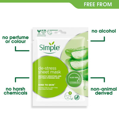 Simple Kind to Skin De-Stress Sheet Mask  1 pc