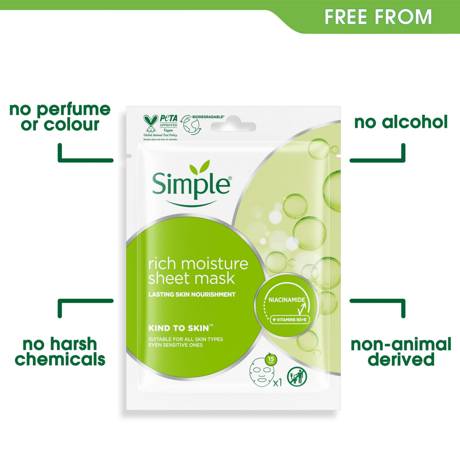 Simple Rich Moisture Sheet Mask 1x 21 ml (British brand)