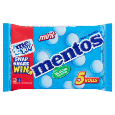 ASDA Mentos لفائف نعناع دراجيه قابلة للمضغ حلوى بنكهة النعناع 5 × 38 جرام - اشترِ عبر الإنترنت من McGrocer