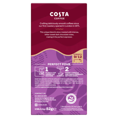 Costa Coffee Dark Intense Roast pods x10, UK version