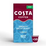 Costa smooth decaf lungo coffee pods 10 pack, imported from the UK