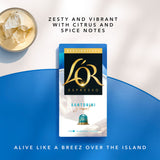 L'OR Santorini coffee pods intensity 7, imported from the UK