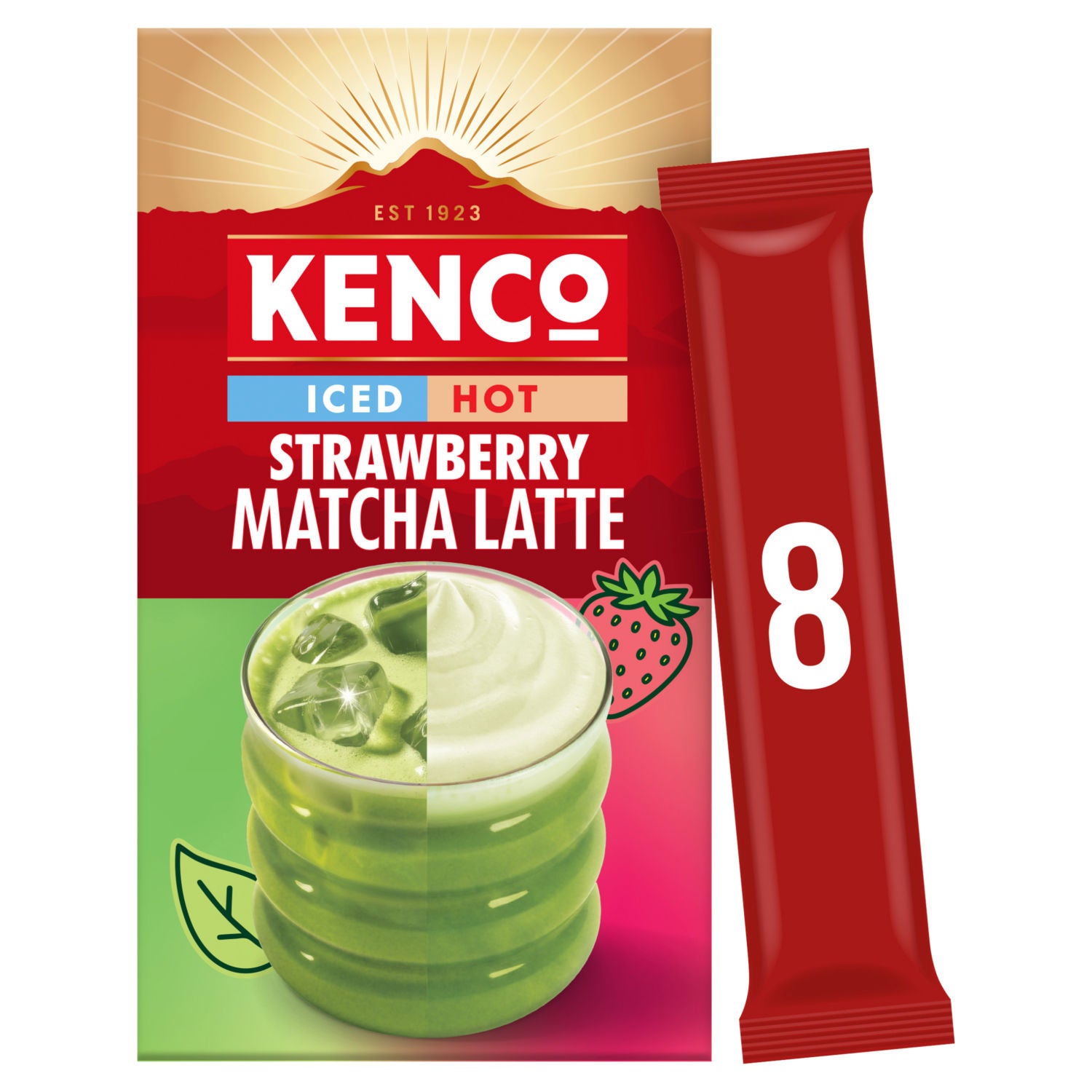 Kenco strawberry matcha latte sachets pack of 8, imported from the UK