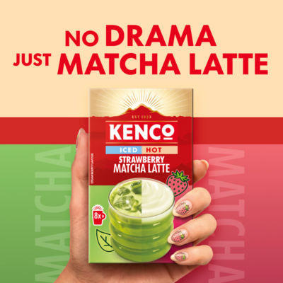 Kenco strawberry matcha latte sachets pack of 8, imported from the UK