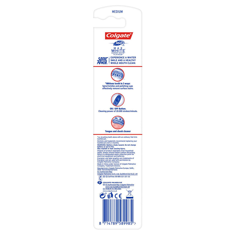 Colgate Max White Expert Whitening Sonic Power Toothbrush, imported from the UK