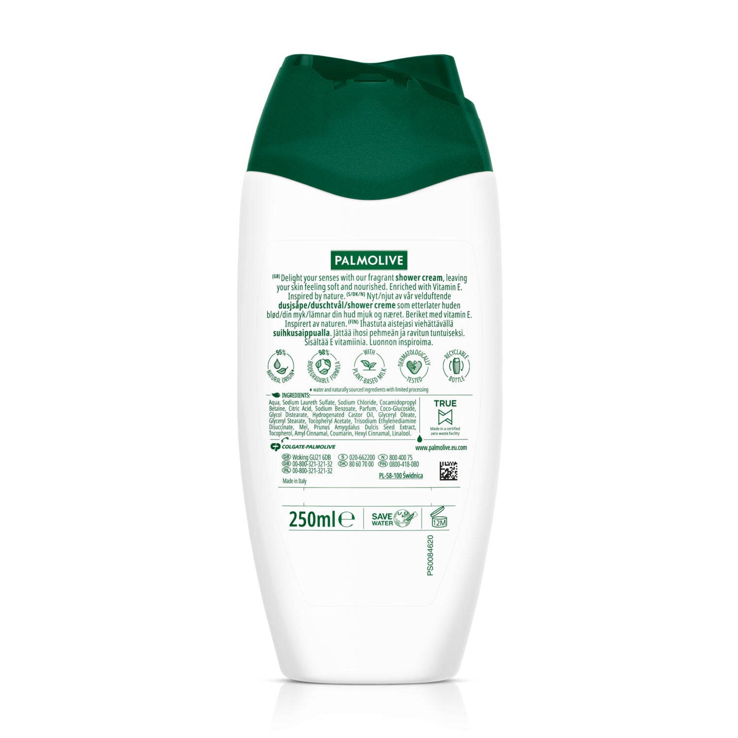 Palmolive milk and honey shower gel body wash 250ml, imported from the UK