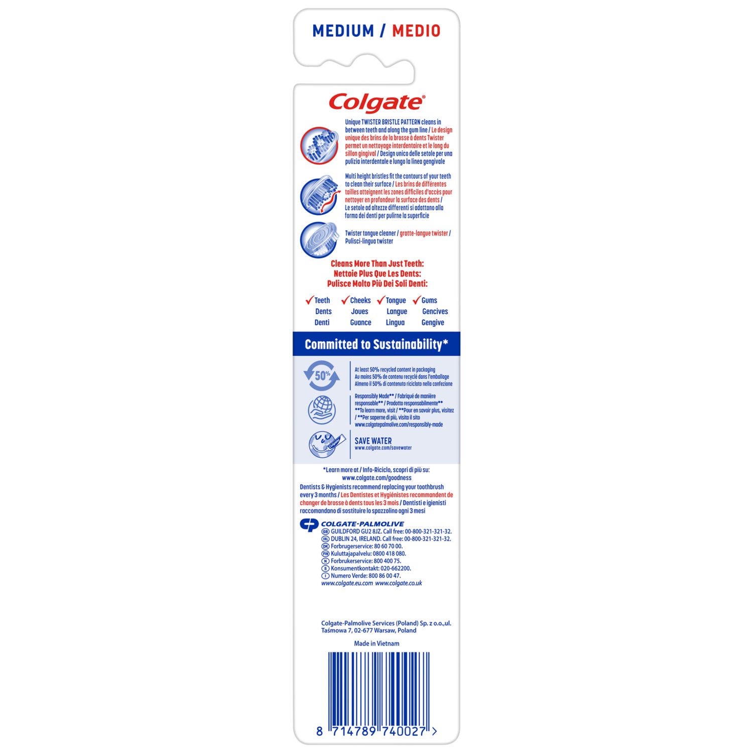 Colgate Twister Fresh Medium manual toothbrush 2 pack - British product