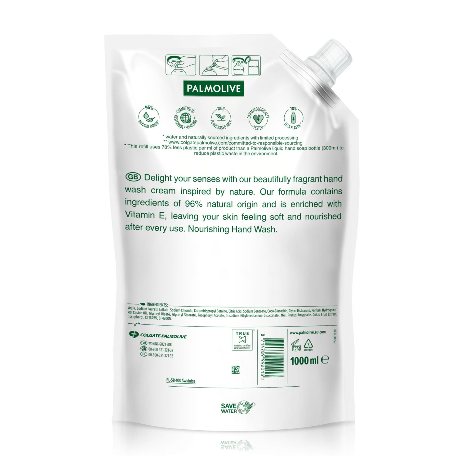 Palmolive hand wash refill milk and honey 1L, imported from the UK