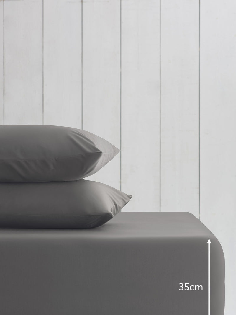 Grey charcoal cotton rich deep fitted bed sheet, UK version