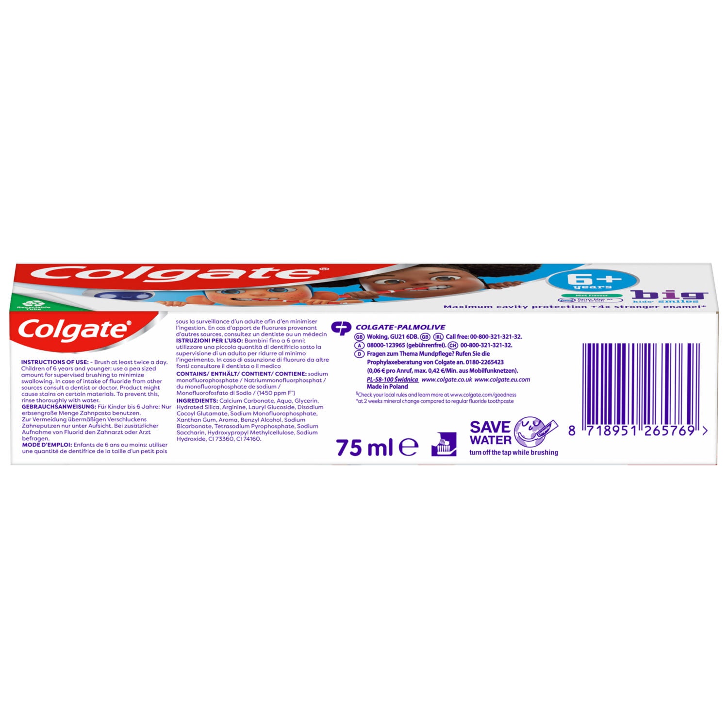 Colgate Big Kids' Smiles mild mint toothpaste 75ml - British product