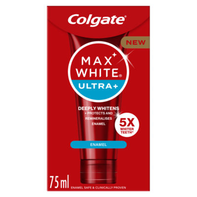 Colgate Max White Ultra+ Enamel whitening toothpaste 75ml, imported from the UK