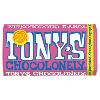 White Chocolate Bar with Raspberry and Popping Candy 180g