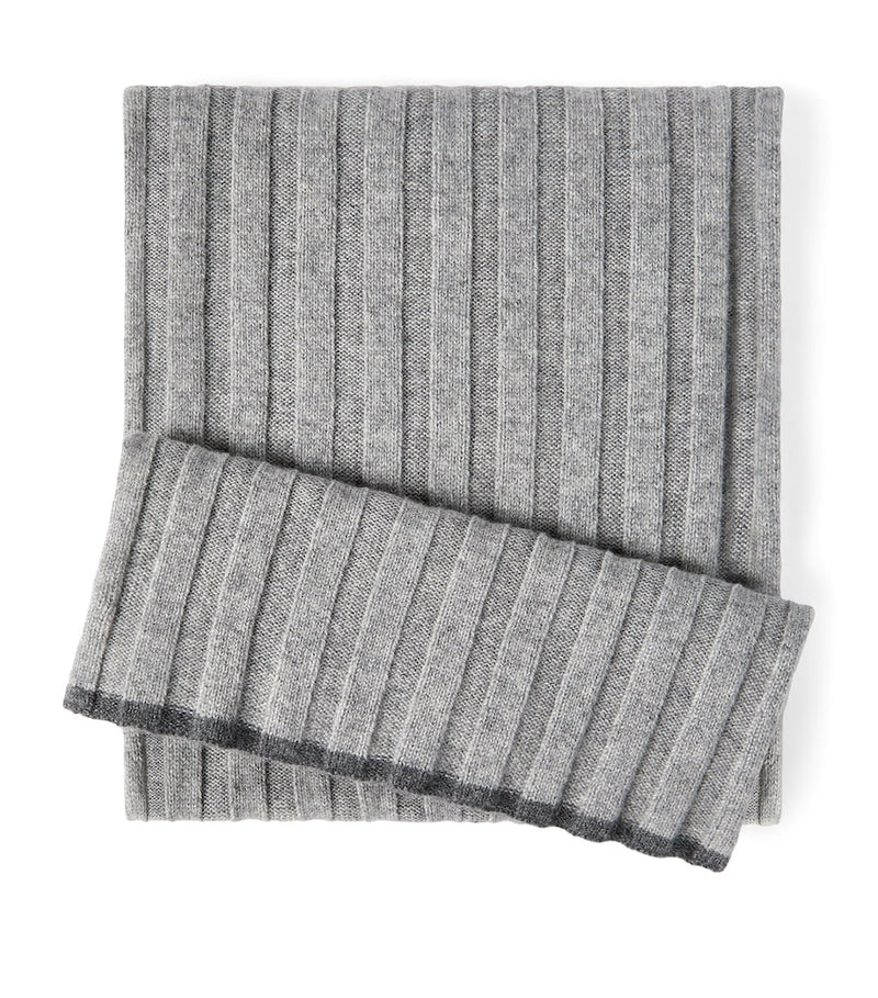 Brunello Cucinelli cashmere ribbed scarf 167cm x 30cm, UK version