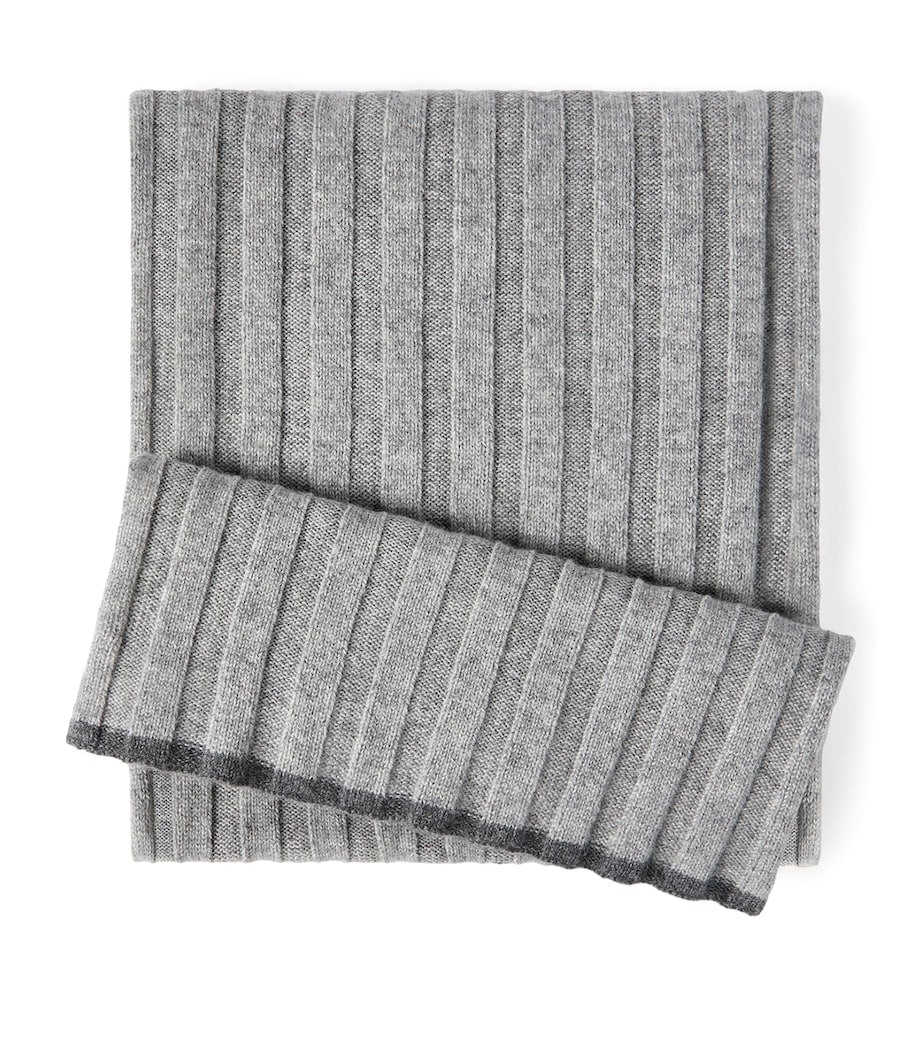 Brunello Cucinelli cashmere ribbed scarf 167cm x 30cm, UK version