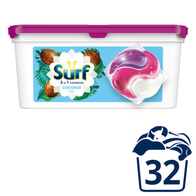 Surf Coconut Bliss 3 in 1 washing capsules 27 washes (British brand)