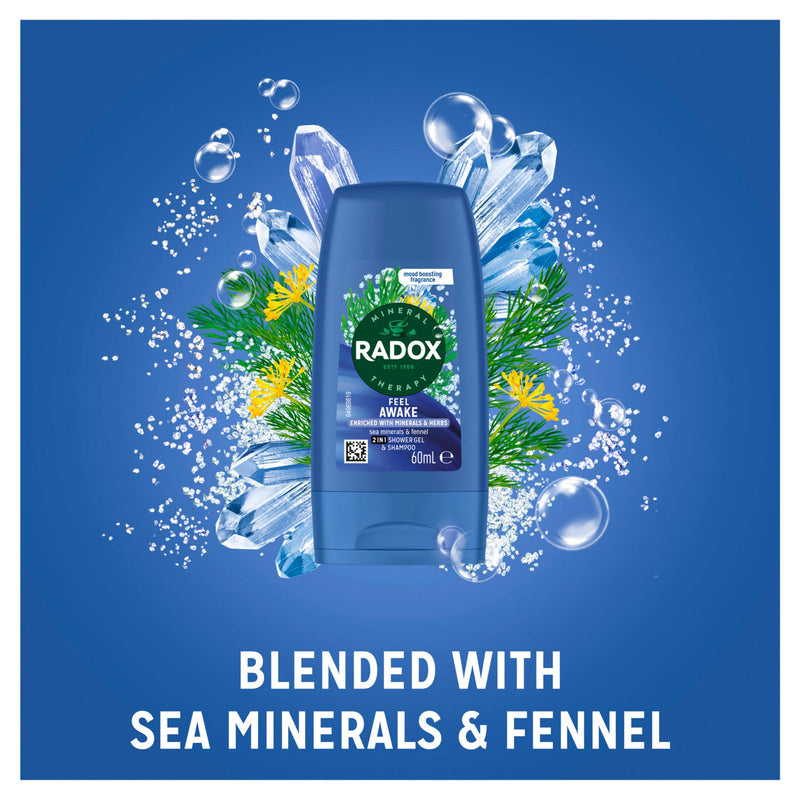 Radox Feel Awake Shower Gel & Shampoo 60 ml, imported from the UK