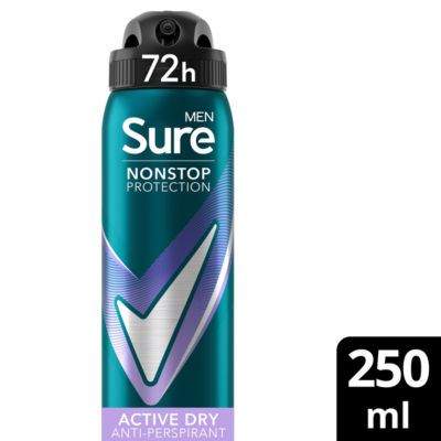 ASDA Sure Nonstop Protection Active Dry Men's Anti-Perspirant Aerosol 250 ml- Buy online at McGrocer