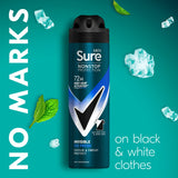 Sure Men's Anti-Perspirant Aerosol Invisible Ice Fresh 150ml (British brand)